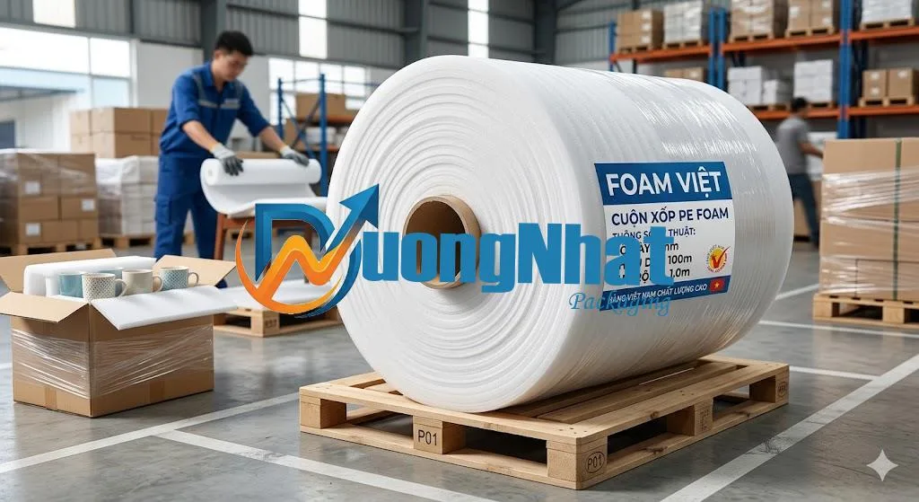Cuộn xốp Pe Foam dày 2mm dài 100m