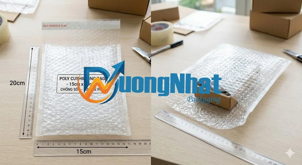 Nhà sản xuất túi Poly chống sốc kích thước 15cm x 20cm